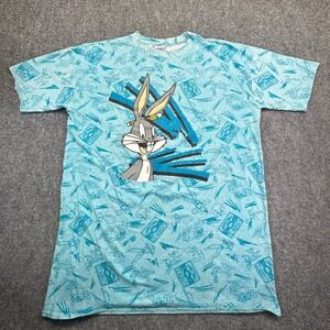Vintage Looney Tunes Blues T Shirt Mens OSFA Blue 1996 Bugs Bunny All Over Print